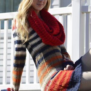 Ashley by 26 International Multicolor Knit Sweater Dress